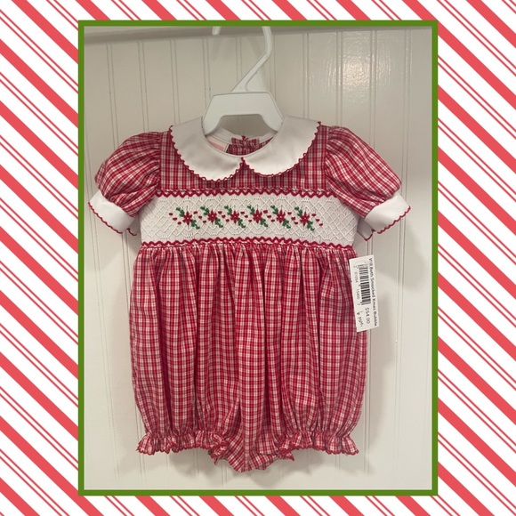 Will’Beth Other - ✨NWT Will Beth Smocked Christmas Bubble [6 months] ❤️🤍💚